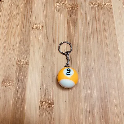 1 1/4  Number 9 Nine Mini Billiard Snooker Pool Ball Key Chain Ring Keychain • $14.99