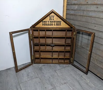 Vintage Enesco My Collection Wood Wall Display Case Knick Knack Curio Cabinet • $90
