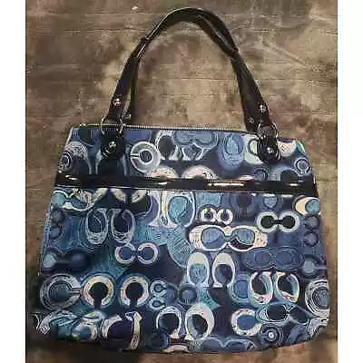 Authentic Coach Poppy Glam Large Tote Bag Purse 19881_multicolor Denim Blue • $100