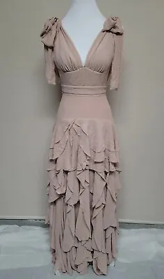 NWT H&M CONSCIOUS EXCLUSIVE Women's Dress Maxi V-Neck Ruffles Blush Color.Size 2 • $102