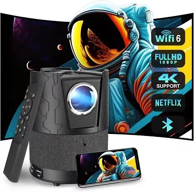 Mini Projector Wifi Bluetooth Portable 4K Android TV WLAN Gaming HDMI • $212.49