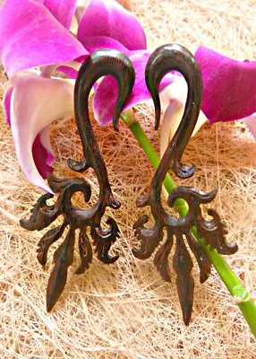 Ear Gauge Tunnel Plug Wood White Bone Buffalo Hook Unique Carve Tribal Stretcher • $26.50