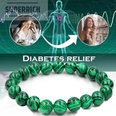 10MM Malachite Bracelets For Women Men Natural Stone Beaded Bracelets Jewelry • $7.29