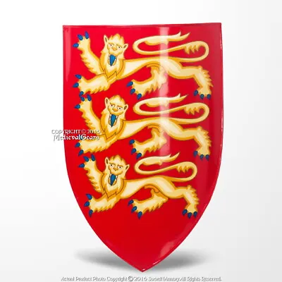 Royal Arms Of England Lion Shield 18G Steel With Grip LARP Medieval Renaissance • $59.98