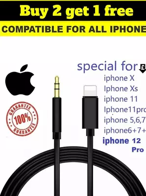 3.5mm Aux Cable Lead Car Stereo Transfer Audio IPhone 11 12 13 14 Pro Max XS X • £2.99