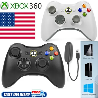 Wired Wireless Controller For Microsoft Xbox 360/360S Gamepad PC Windows 10/8/7 • $12.89