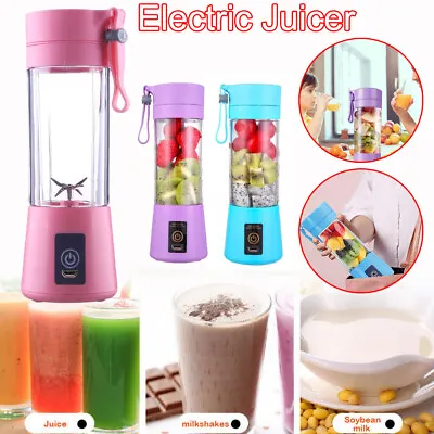 Portable Blender Electric Fruit Juicer Smoothie Juicer Cup Personal Mini Blender • £7.97