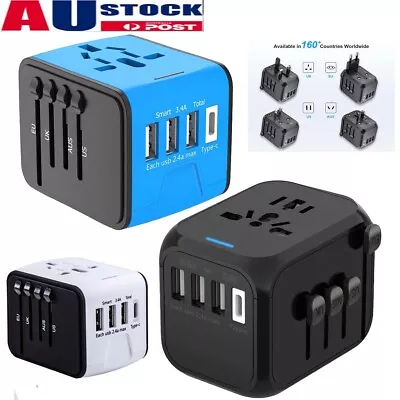 International Travel Plug 4 USB Power Adapter Type C Worldwide 5A 3.4A Universal • $16.14