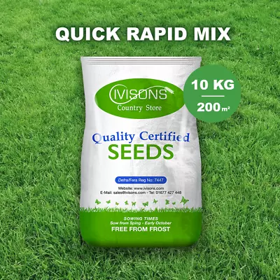 10kg Ivisons Fast Growing Rapid Lawn Recovery Grass Seed Quick Repair Pets Dogs • £46.50