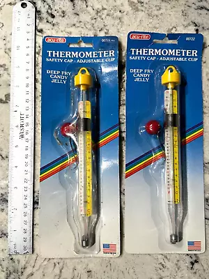 ACU-RITE Vintage Deep Fry Candy Jelly Thermometers Glass Lot X2 Made In USA NOS • $17