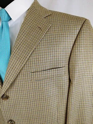 Arnold Brant 46R Brown Blue Houndstooth 3 Button Beige Sport Coat Blazer Jacket • $34.95