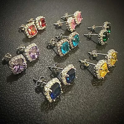 Stud Earrings For Women Sterling Silver 925 Birthstone Earrings Lab-created Gift • $14.98