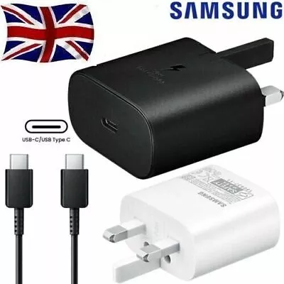 25W Super Fast Charger Plug Cable For Samsung Galaxy S20 S21 S22 S23 5G A52 Lot • £10.99