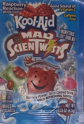 SUPER RARE Vintage KOOL-AID Pack Unopened Raspberry Reaction MAD SCIENTWIST • $15