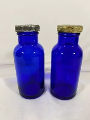 Vintage Emerson's BROMO-SELTZER - Cobalt Blue Bottles W/Lids - 5  Tall - 1950's • $19.99