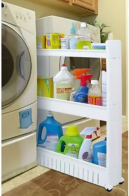 3-4-5 Tiers Slim Slide Out Gap Storage Cart Rolling Tower Rack Kitchen Laundry • £15.90