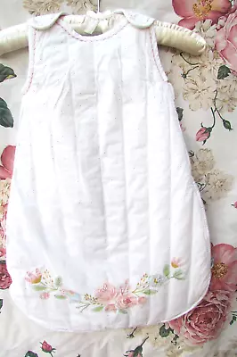 Mamas Papas Sleeping Bag 0-6 Months 2.5 Tog White Pink Floral - USED ONCE £40 • £6.99