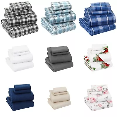 $55.99 • Buy Flannelette Sheets Single, Double, Queen, King 100% Cotton Pillow Case Standard