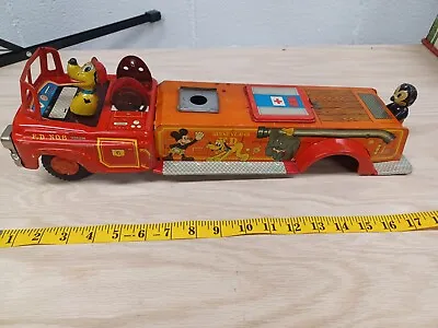 Rare Line Mar FD No.6 Battery OP Tin Friction Fure Truck Japan Walt Disney... • $225