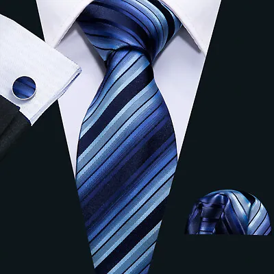 £9.99 • Buy Men's Tie Silk Classic Wedding Necktie And Pocket Square Cufflinks Set Paisley