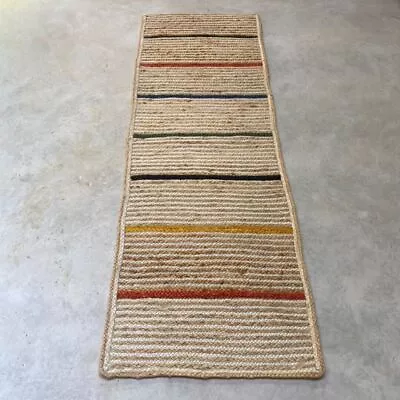 Runner Rug Jute Cotton Natural Rectangle Handmade Carpet Braided Floor Area Rugs • £19.94