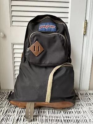 Vintage Jansport Usa Leather Bottom Backpack Tear Drop Black  • $39