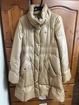 BURBERRY BLUE LABEL Long Down Coat A-line Beige Logo Women Size 40/L Used • $93.10