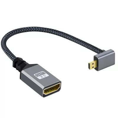 Cablecc 90 Degree 4K Type-D Micro HDMI 1.4 Male To HDMI Female Extension Cable • $8.18