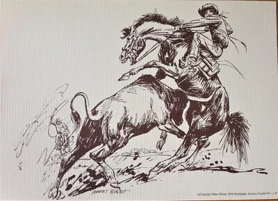 Rodeo Cowboy Print  Trouble  - 1976 Signed Albert Micale - Unframed • $7