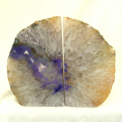 £46 • Buy Purple Agate Quartz Crystal Bookend Set Large Polished Geode 1663g 15.5cm