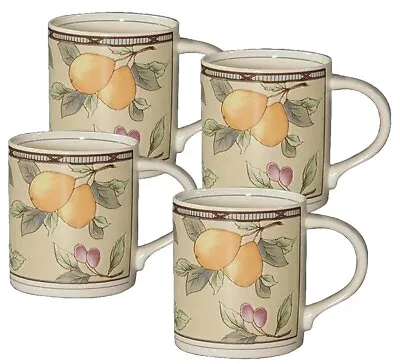 4 Mikasa Garden Harvest Jumbo 3-7/8” Mugs Intaglio CAC29 Malaysia Scratch Inside • $34.95