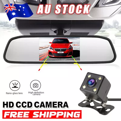 Reverse Camera & Monitor HD LCD Car Reversing Mirror Rear View Kits Night Vision • $30.95