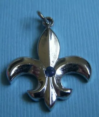 Vintage Fleur De Lis With Blue Stone Sterling Charm • $24.99