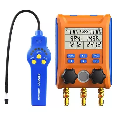 Elitech HLD-200+ HVAC Refrigerant Leak Detector+LMG-10 Digital Manifold Gauge  • $199.99