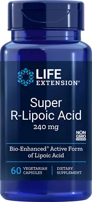 SUPER R-LIPOIC ACID OXIDATIVE STRESS 240 Mg 60 Vege Capsules LIFE EXTENSION • $35.99