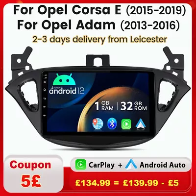 For Vauxhall Corsa E Opel Adam Car Radio Stereo Android 12 GPS Navi Carplay 32GB • £125.99