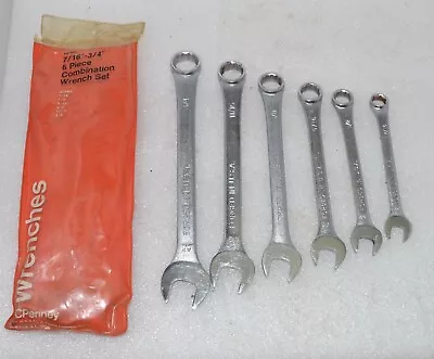 Set Of 6 Vintage J C Penny Combination Wrenches W/ Case Made In USA • $29.99