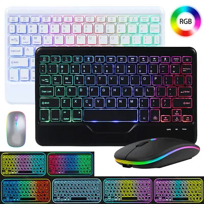 Rechargeable Bluetooth Backlit Keyboard Mouse For IPad Android Windows Tablet • $18.99