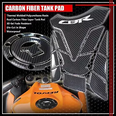 Cbr 600/900/1000 9  Real Carbon Fiber Gas Tank Pad+gas Cap/lid Cover Protector • $43.98