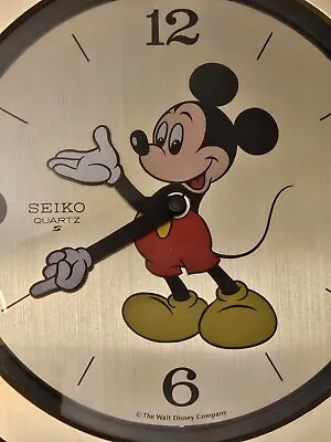 Seiko Quartz Mickey Mouse “Hands” Disney 10.5  Wall Clock Gold Working Licensed • $56.99