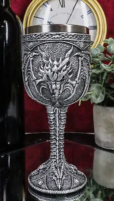 Medieval Fantasy Ridley Scorching Fire Dragon Wine Drink Goblet Chalice Figurine • $22.99