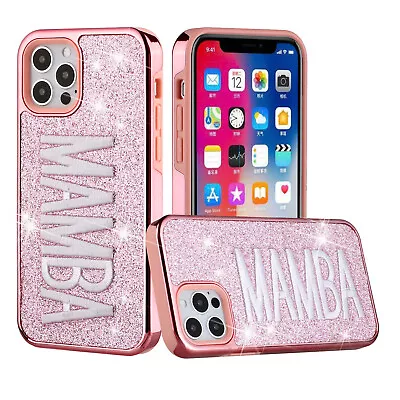 Embroidery Bling Glitter Chrome Case Cover MAMBA On Pink For IPhone 12 PRO MAX • $10.19