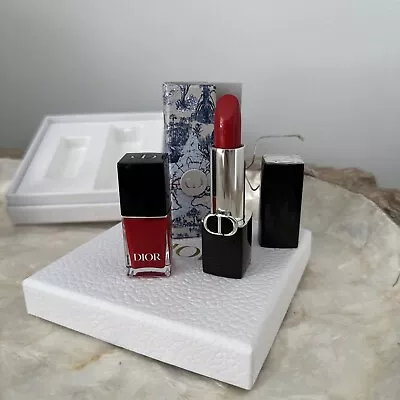 Dior Rouge Couture Colour Lipstick Shade 999 & Gel Effect Nail Polish Gift Set • £45
