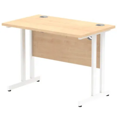 Impulse 1000/600 Rectangle White Cantilever Leg Desk Maple • £154.02