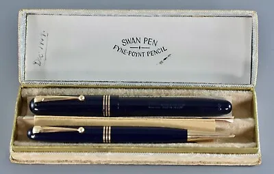 £149 • Buy VINTAGE SWAN MABIE TODD FYNE-POYNT FOUNTAIN PEN 3320 And PENCIL SET 1949