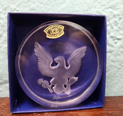 $11 • Buy Round Eagle Paperweight By Val St. Lambert With Sticker