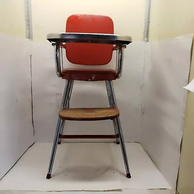 Vintage Red And Chrome Metal High Chair Ames Co. • $79.99