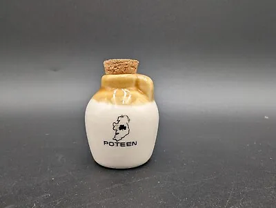 Mini Poteen Irish Moonshine Jug W/ Cork - Ireland Clover Advertisement Souvenir • $10.99