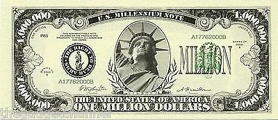 100 Fake Million Dollar Bills Notes Boys Mens Joke Novelty Birthday Present • £27.49