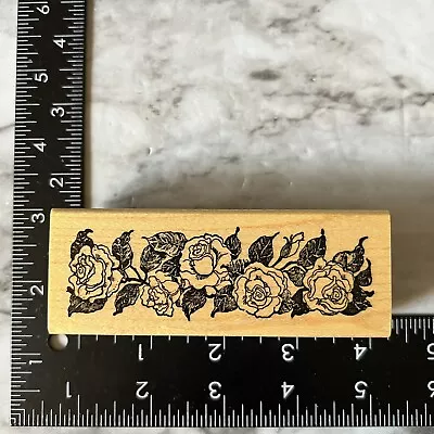 VINTAGE ROSE BORDER Flower Rubber Stamp By DELAFIELD • $6